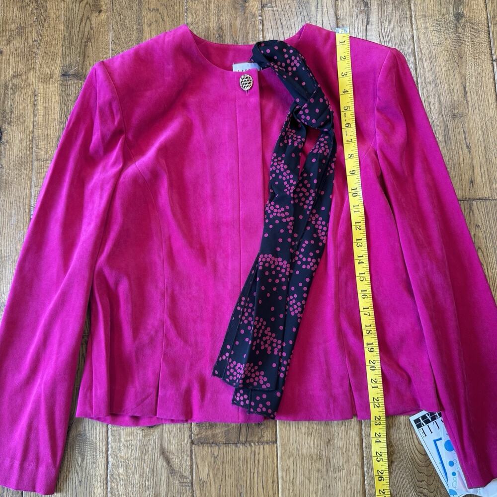 VTG Leslie Fay 2 Pc Pantsuit Fuchsia Pink Jacket & Black Pants Sz 16 NWT - Picture 10 of 13